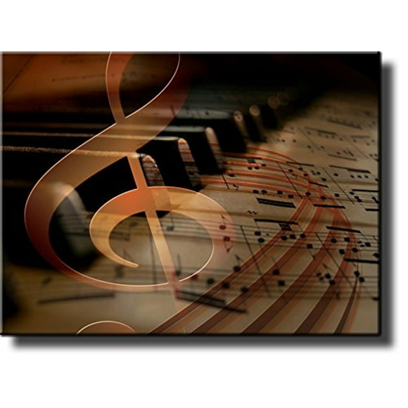 Waterproof Artwork, Bracket Mounted Ready to Hang PIY Modern Musical Note Canvas Prints Stretched with Frame Music Wall Art for Bedroom Beautiful Notes Beating on Staff Picture Decor 